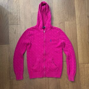 Ralph Lauren Fuchsia Cable-Knit Zip Hoodie